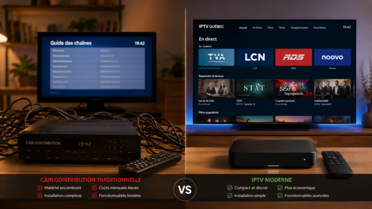 IPTV vs cable au Québec sur une télévision moderne