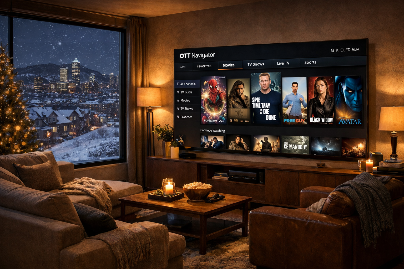 OTT Navigator sur une TV 4K au Québec.
