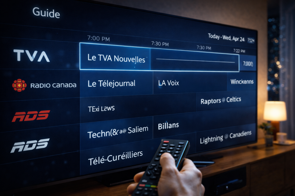 Guide horaire de l'IPTV pour chaînes québécoises