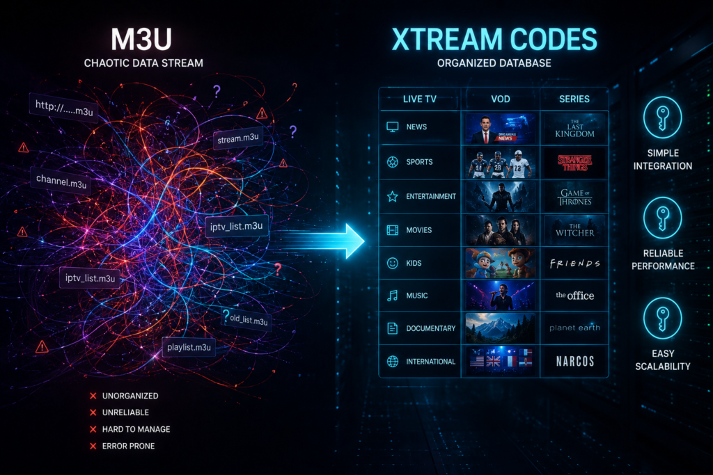 Comparatif Xtream Codes vs M3U