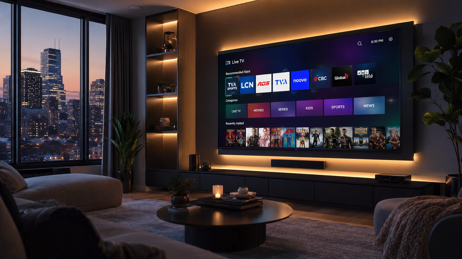 Comparatif des meilleures applications IPTV Sélection des meilleures applications IPTV sur l'écran d'un téléviseur au Québec