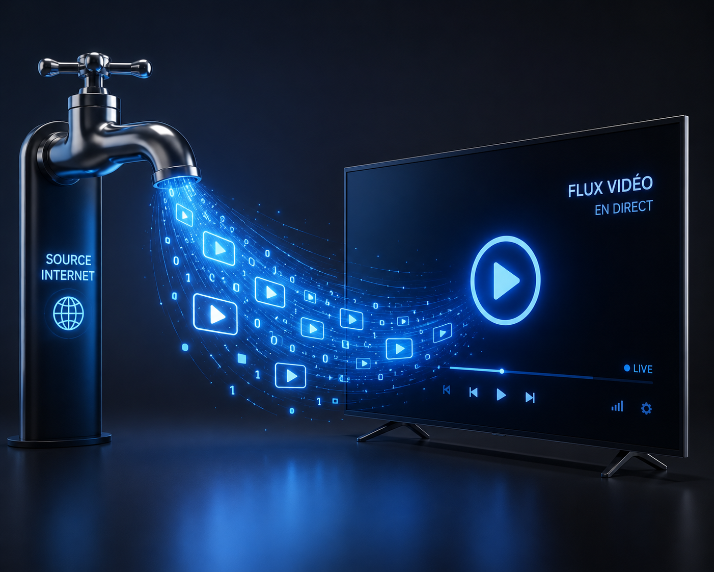 Illustration métaphorique du fonctionnement d'un flux vidéo.