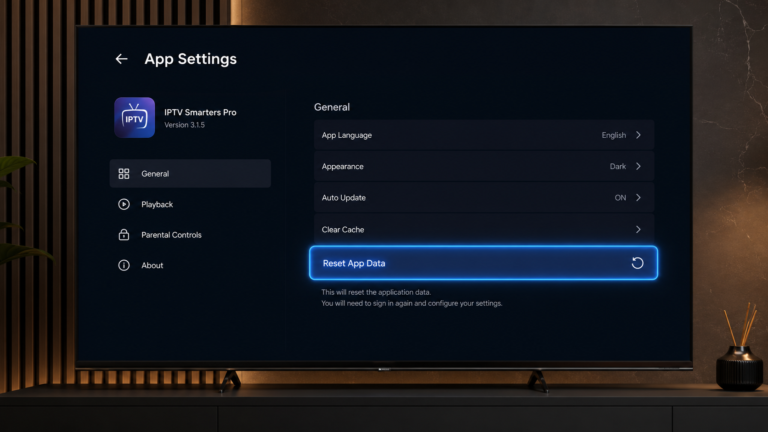 Réinitialiser une application IPTV
