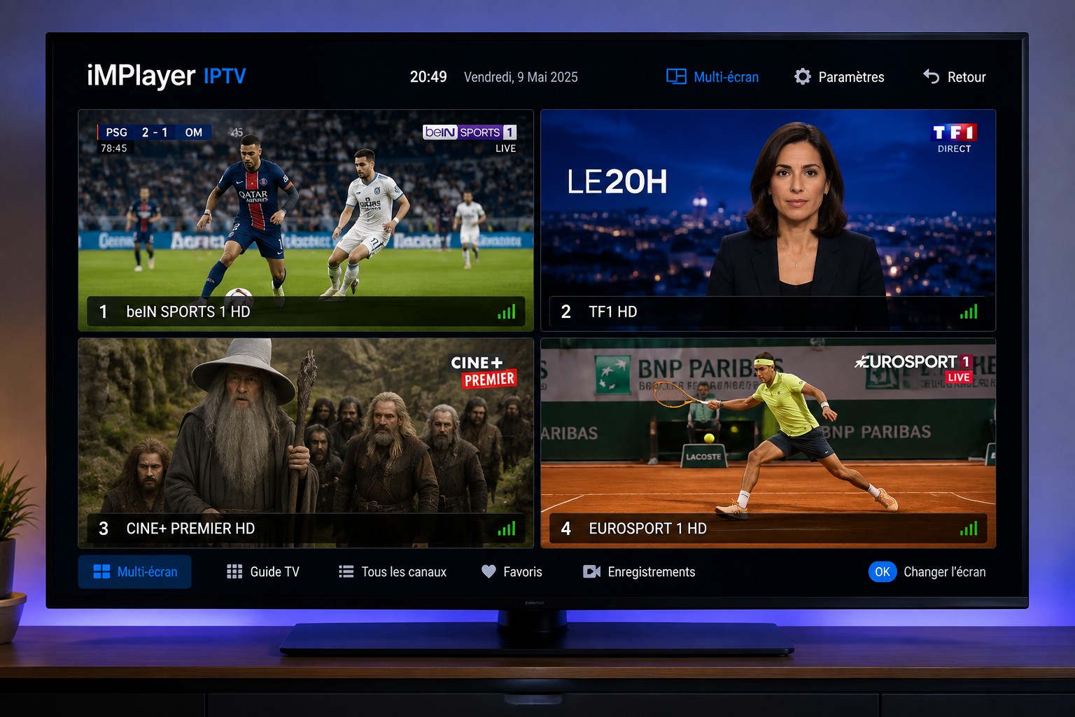 Mode multi-écran avancé dans notre implayer iptv avis et test pratique