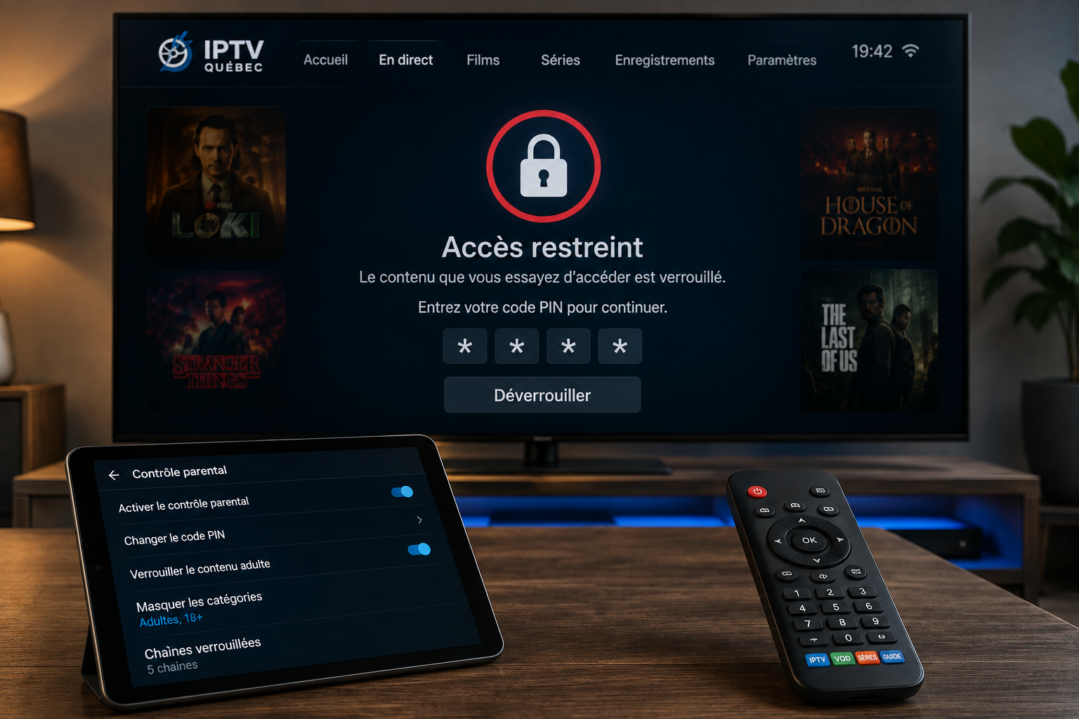 Écran de verrouillage par mot de passe des catégories sensibles IPTV
